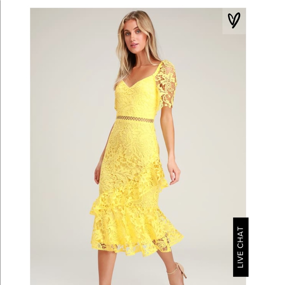 Lulus yellow lace dress NWT